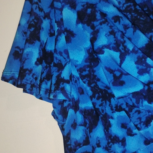 Chaps By Ralph Lauren Floral Crossover Surplice Dress-Blue  Moc Wrap Jersey - Picture 5 of 16